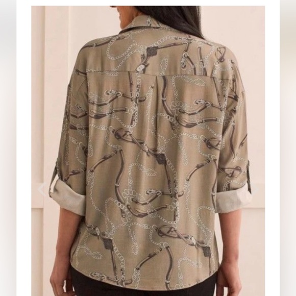 NWT Tribal LS Blouse Sage Leopard Chain in XL 16. NEW Business Casual - Picture 2 of 11